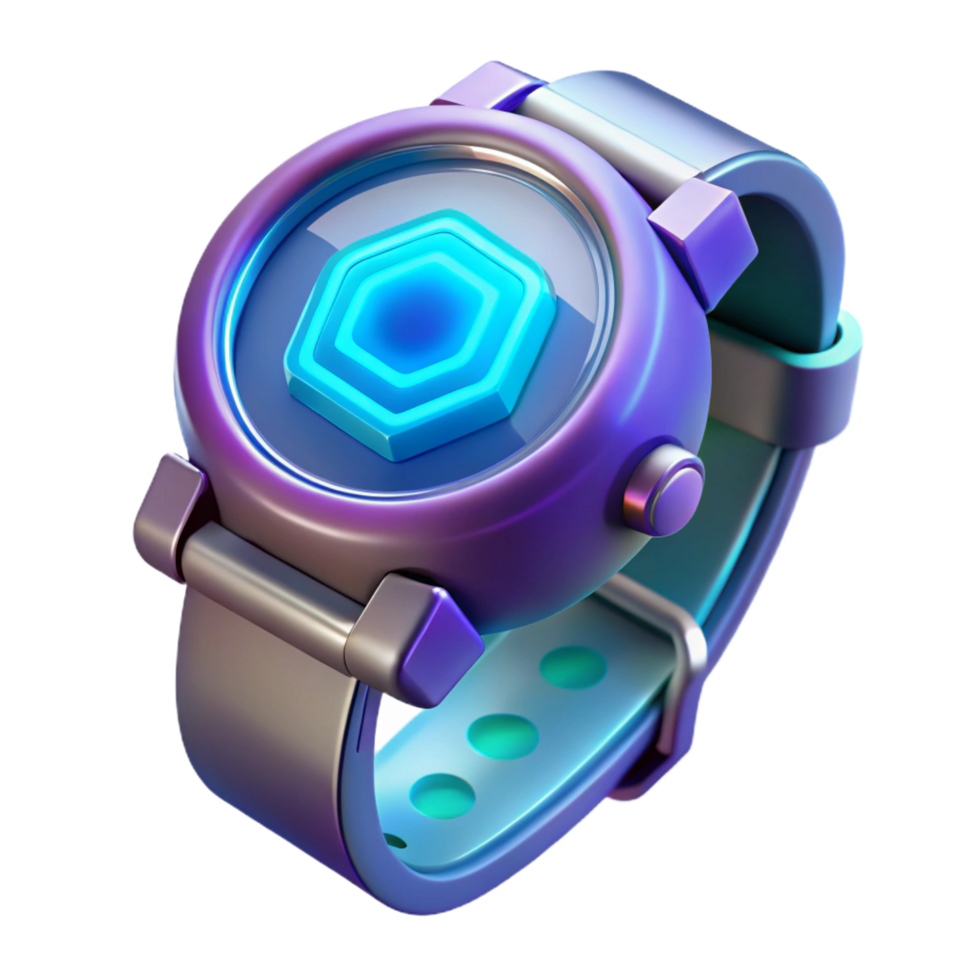mesmerizing nostalgic bohemian Futuristic watch, digital display, holographic interface, sleek design NO BACKGROUND with Transparent Background. authentic png