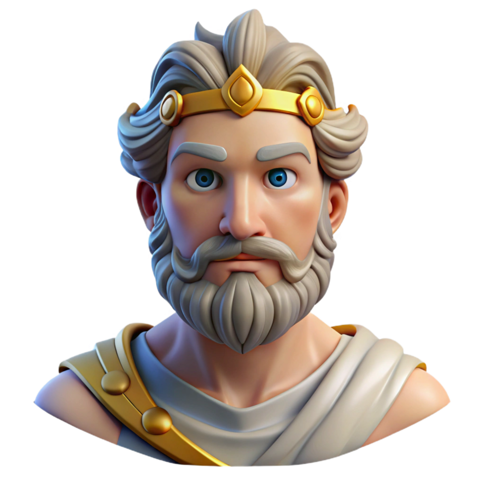 immaculate memorable Zeus, king of the gods, realistic portrait, NO BACKGROUND with Transparent Background. png