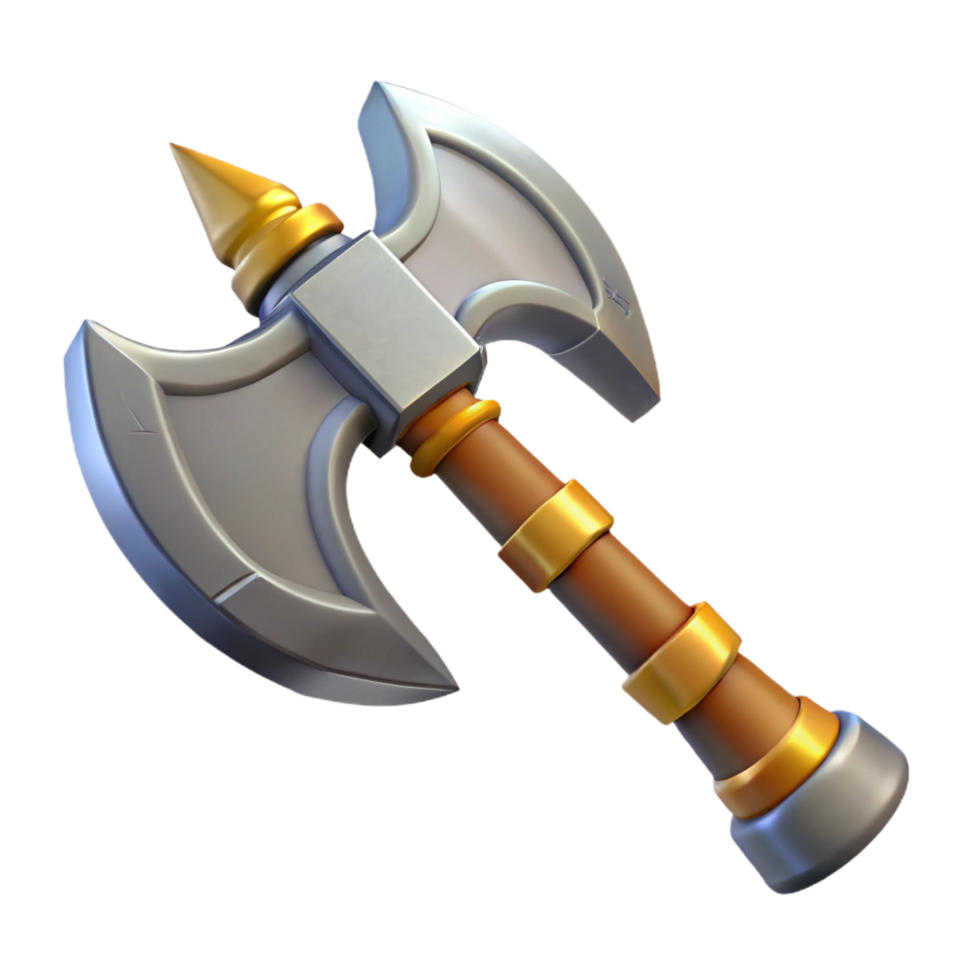 vibrant vintage Minotaur's axe, labyrinth weapon, mythical item, NO BACKGROUND with Transparent Background. high quality png