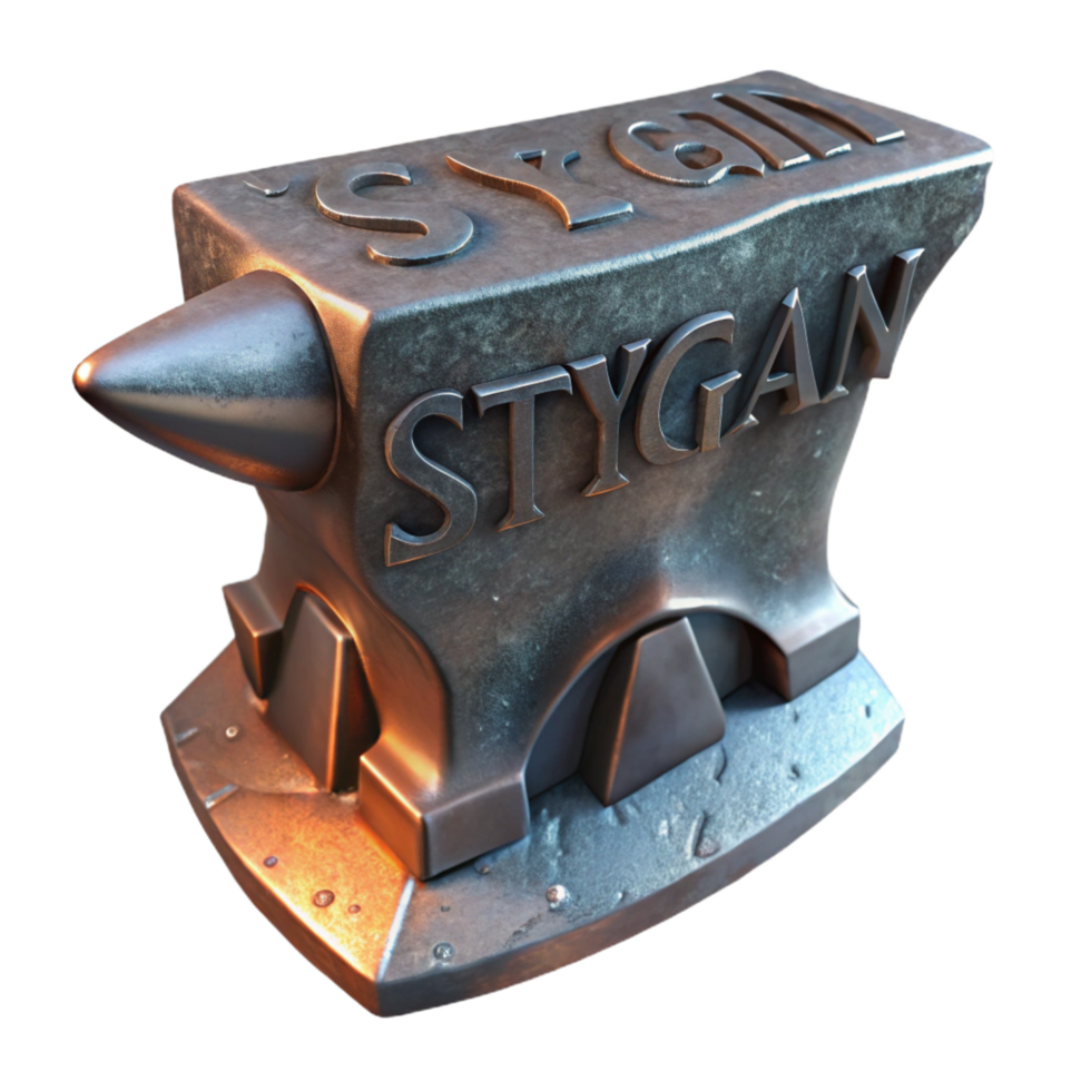 romantic glorious Stygian Iron, metal from the underworld, mythical material, NO BACKGROUND with Transparent Background. studio quality png
