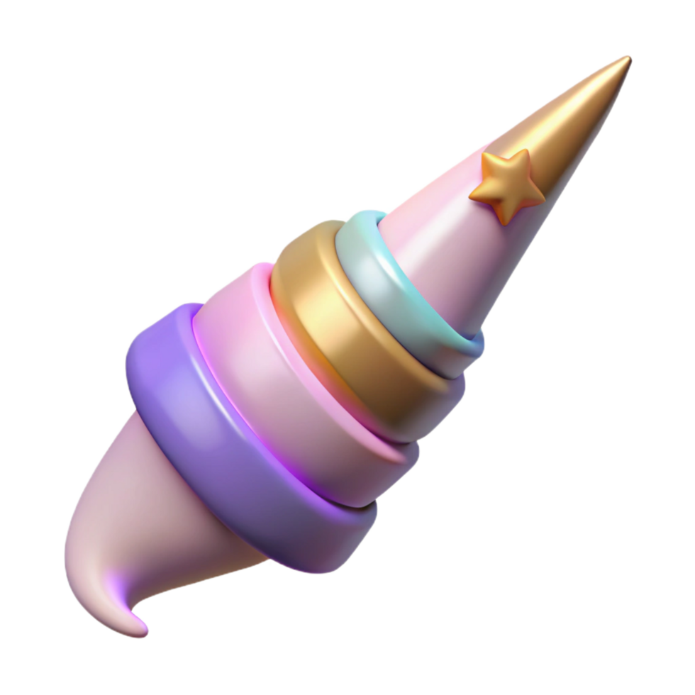 vibrant quintessential Unicorn horn, magical healing properties, mythical item, NO BACKGROUND with Transparent Background. png