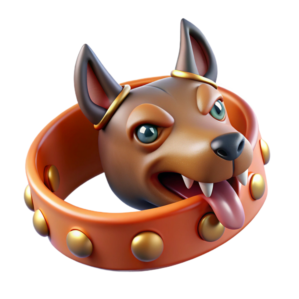 timeless traditional Cerberus's collar, restraining the beast, mythical item, NO BACKGROUND with Transparent Background. flawless png