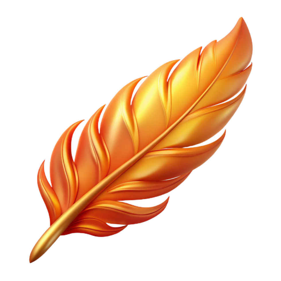 stunning art deco Phoenix feather, regeneration symbol, mythical item, NO BACKGROUND with Transparent Background. 4K png