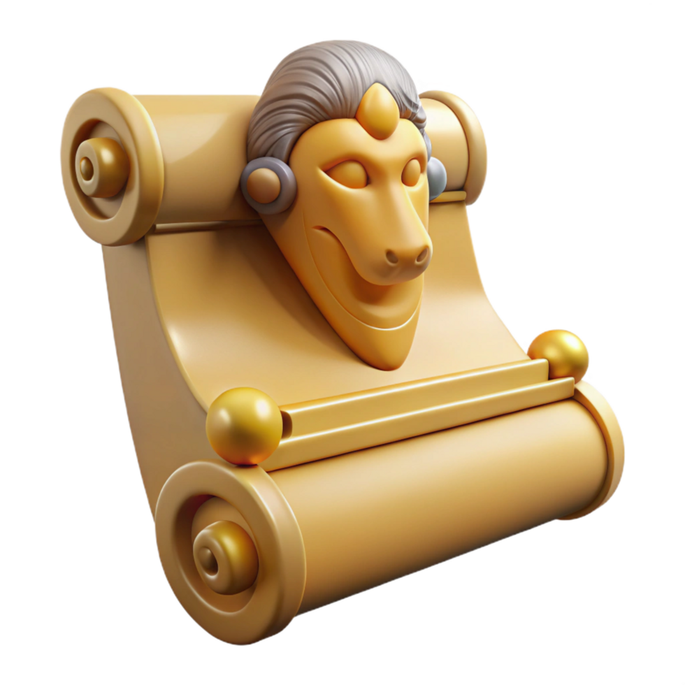 standout impressionist Sphinx riddle scroll, ancient mystery, mythical item, NO BACKGROUND with Transparent Background. flawless png