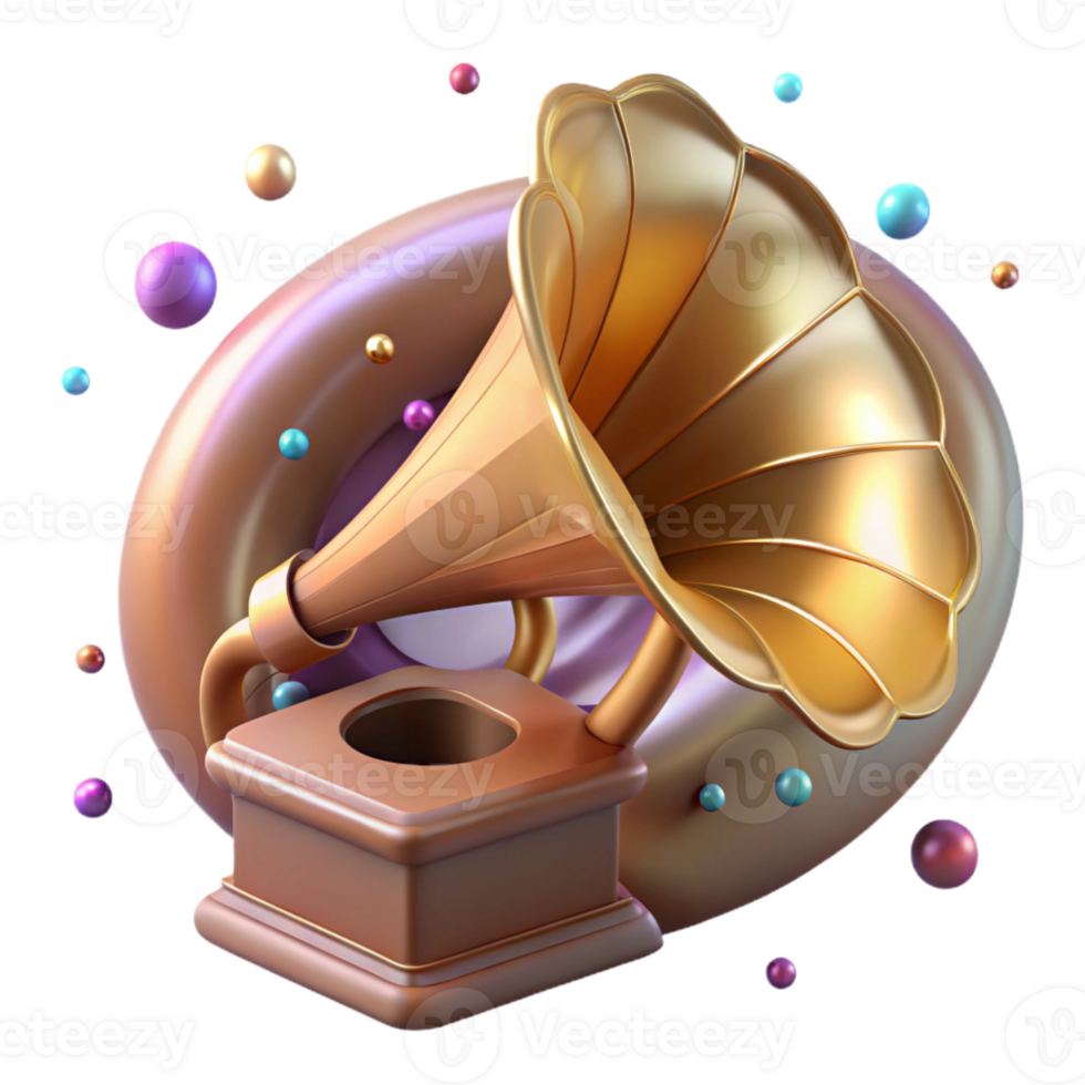 serene abstract Antique Phonograph Horn Isolated with Detailed Shape exclusive png