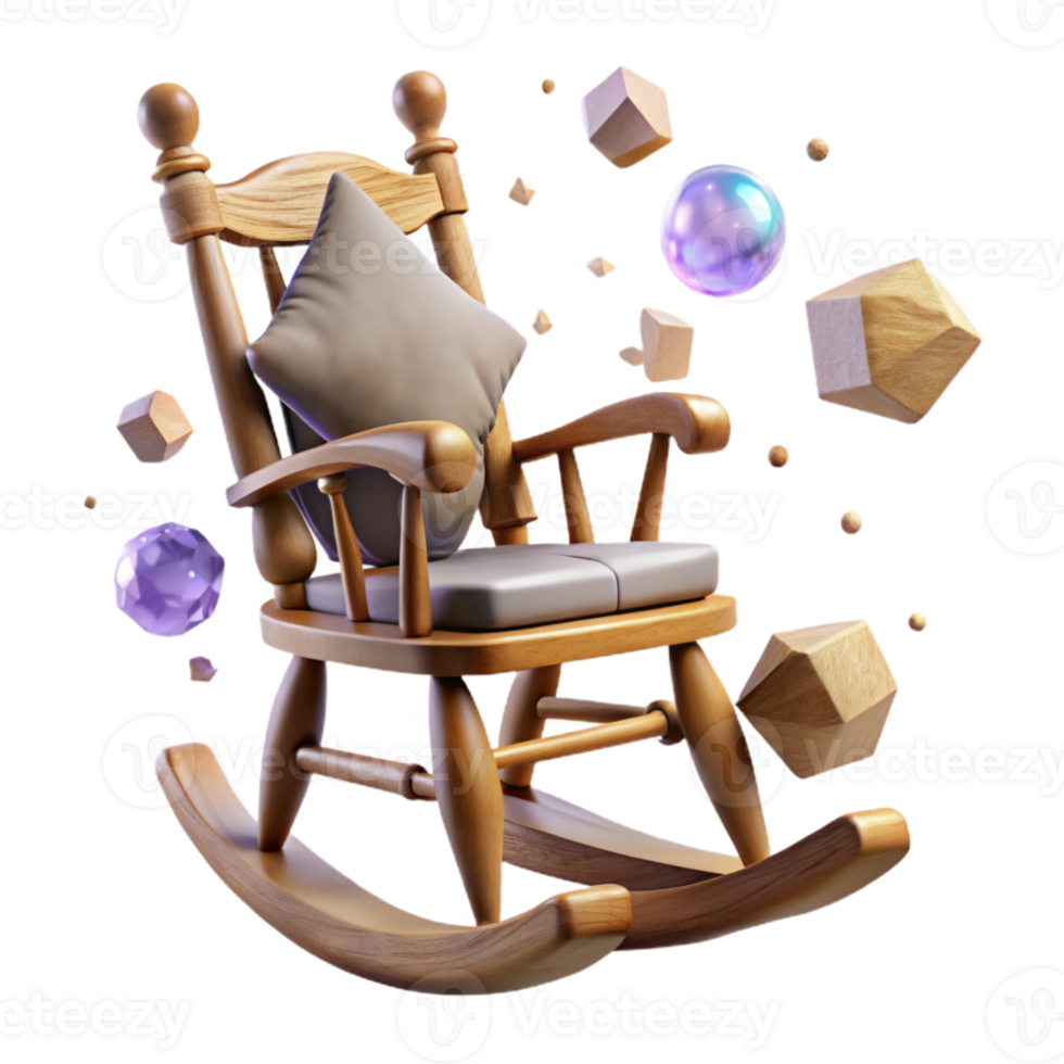 vibrant rustic Antique Rocking Chair Side View Isolated high resolution png