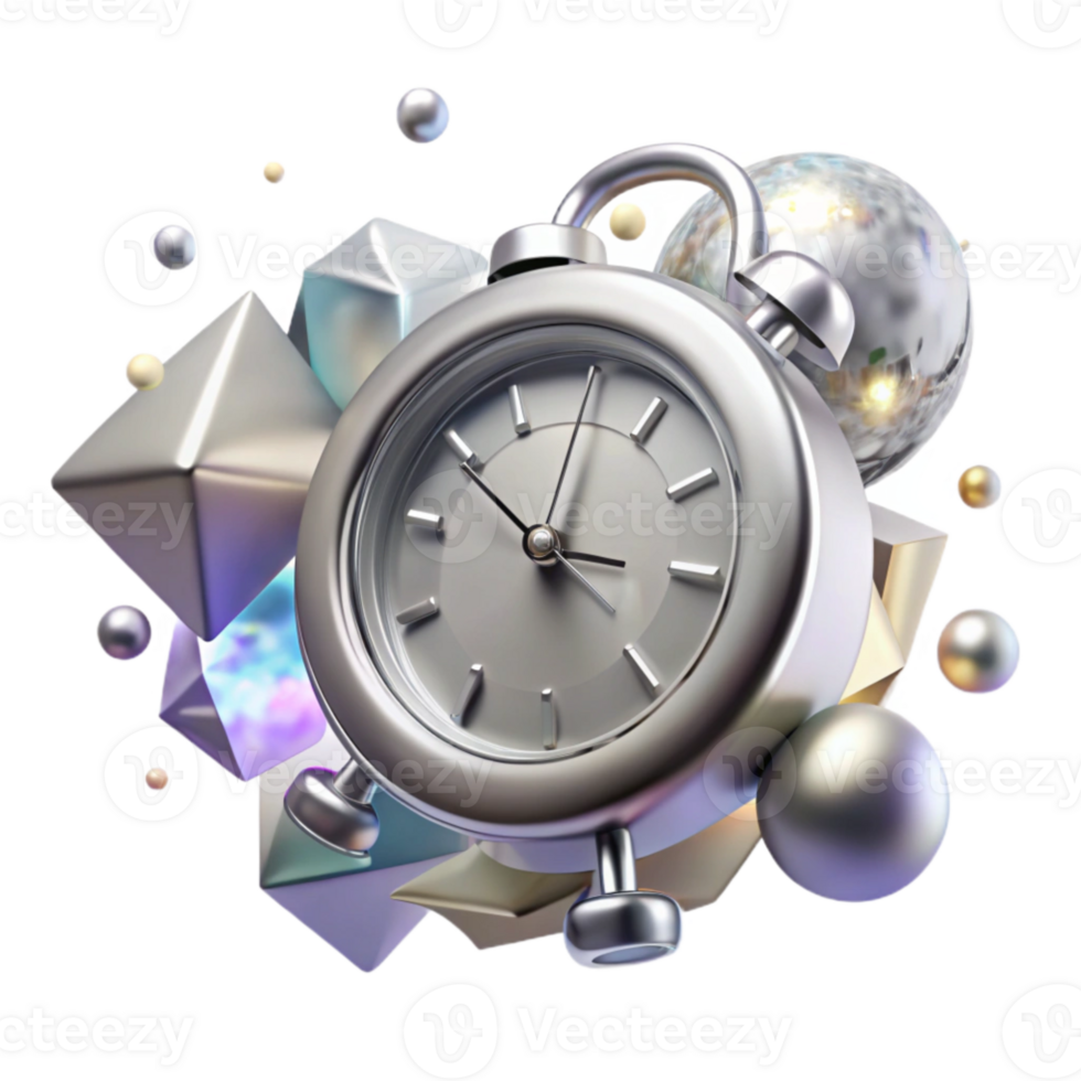 wonderful classic Antique Silver Clock Cutout on Transparent Background high resolution png