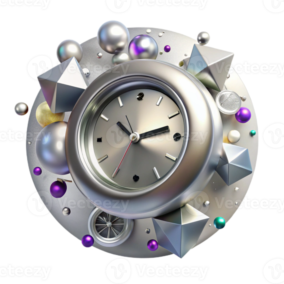 impressive minimalist Antique Silver Clock Cutout on Transparent Background exclusive png
