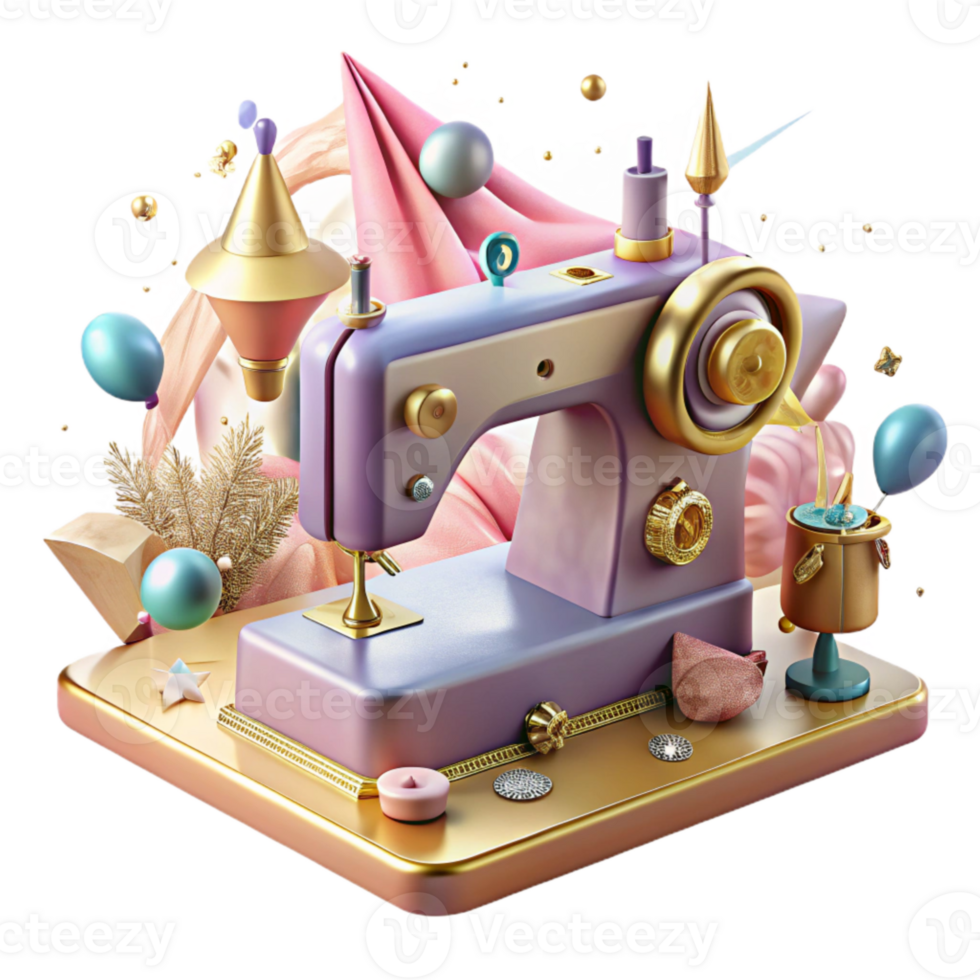 extraordinary artistic Antique Sewing Machine with Foot Pedal Transparent Background high quality png