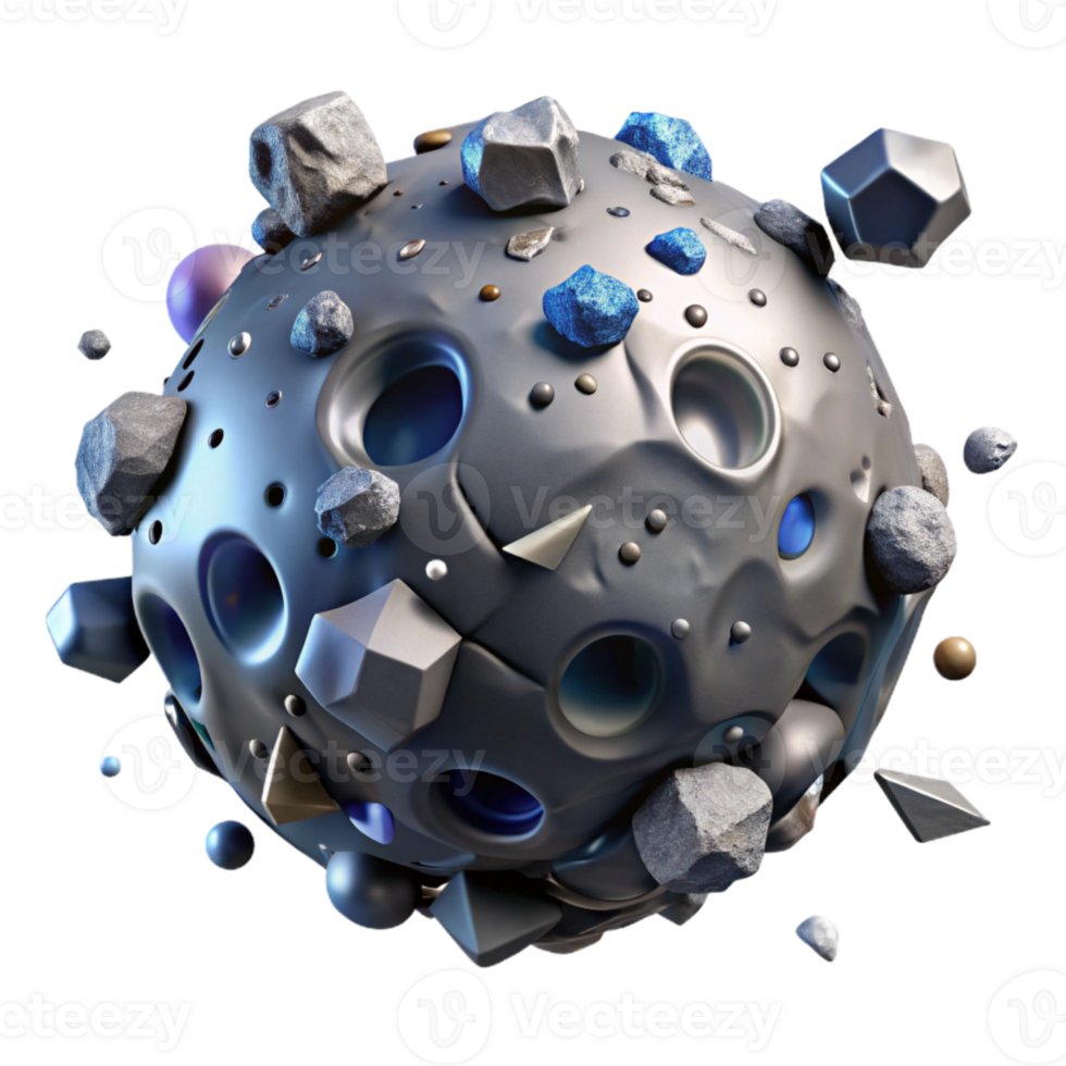serene rustic Asteroid Belt Transparent Background with Rocky Debris professional png