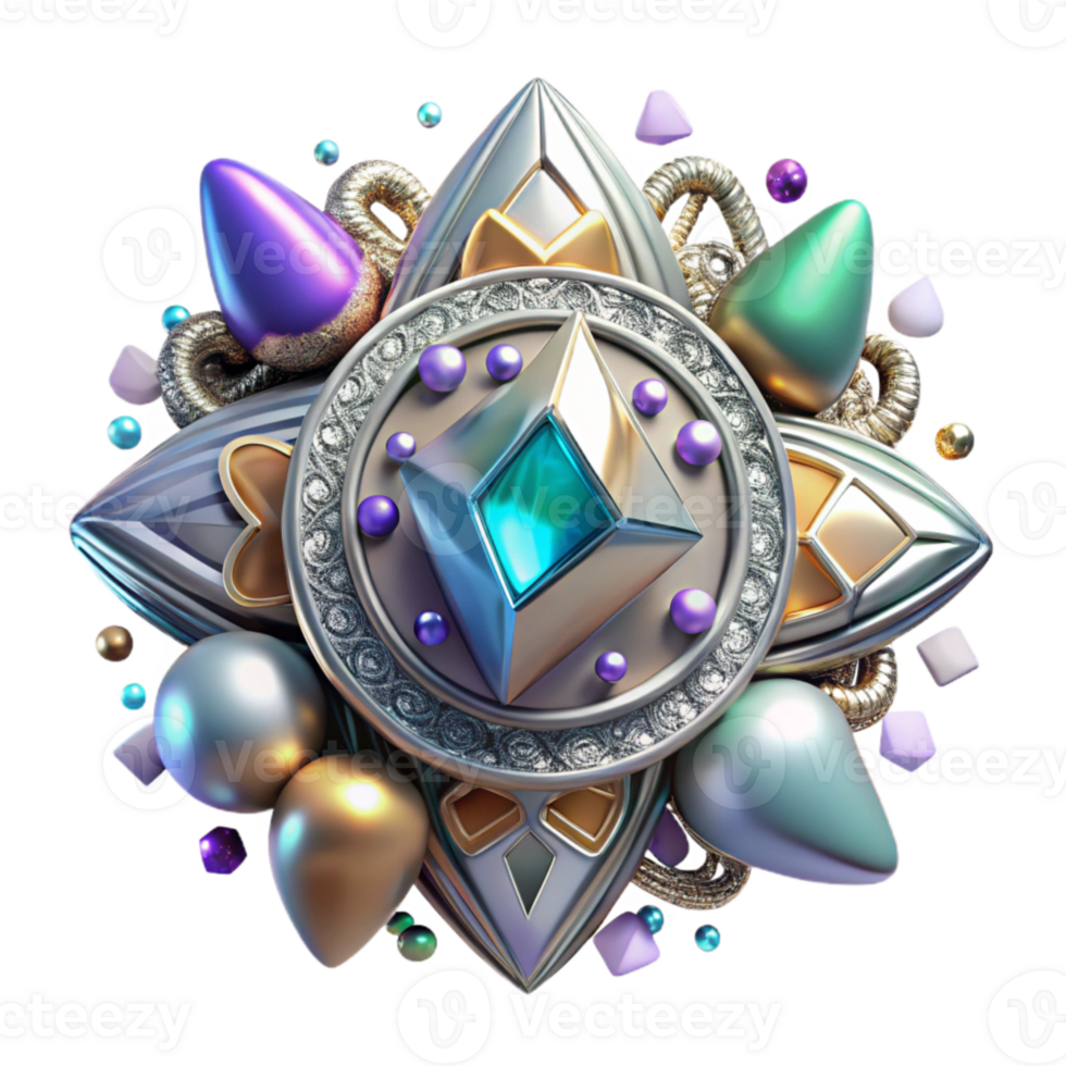 stunning minimalist Antique Silver Brooch with Gemstone Detail Cutout premium png