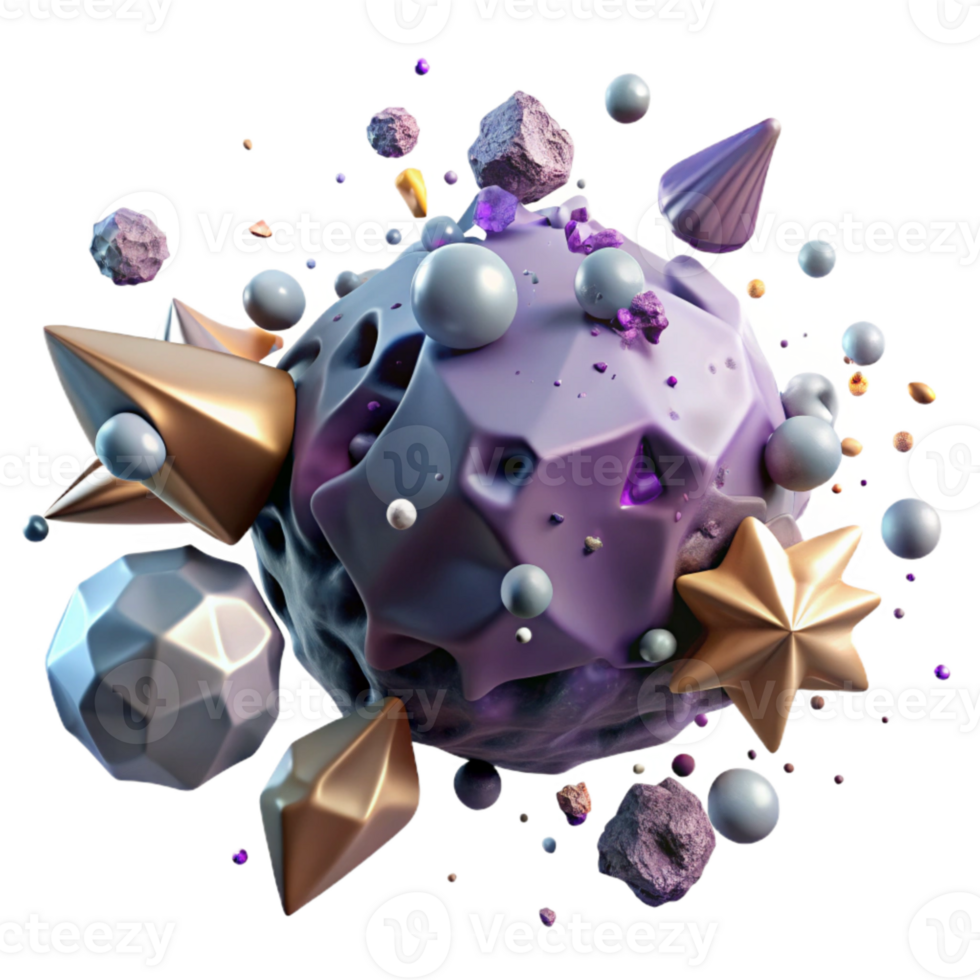 serene rustic Asteroid Collision Cutout with Exploding Debris high quality png