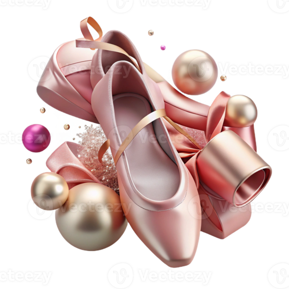wonderful classic Ballet Shoes Pointe Pink Satin Isolated professional png