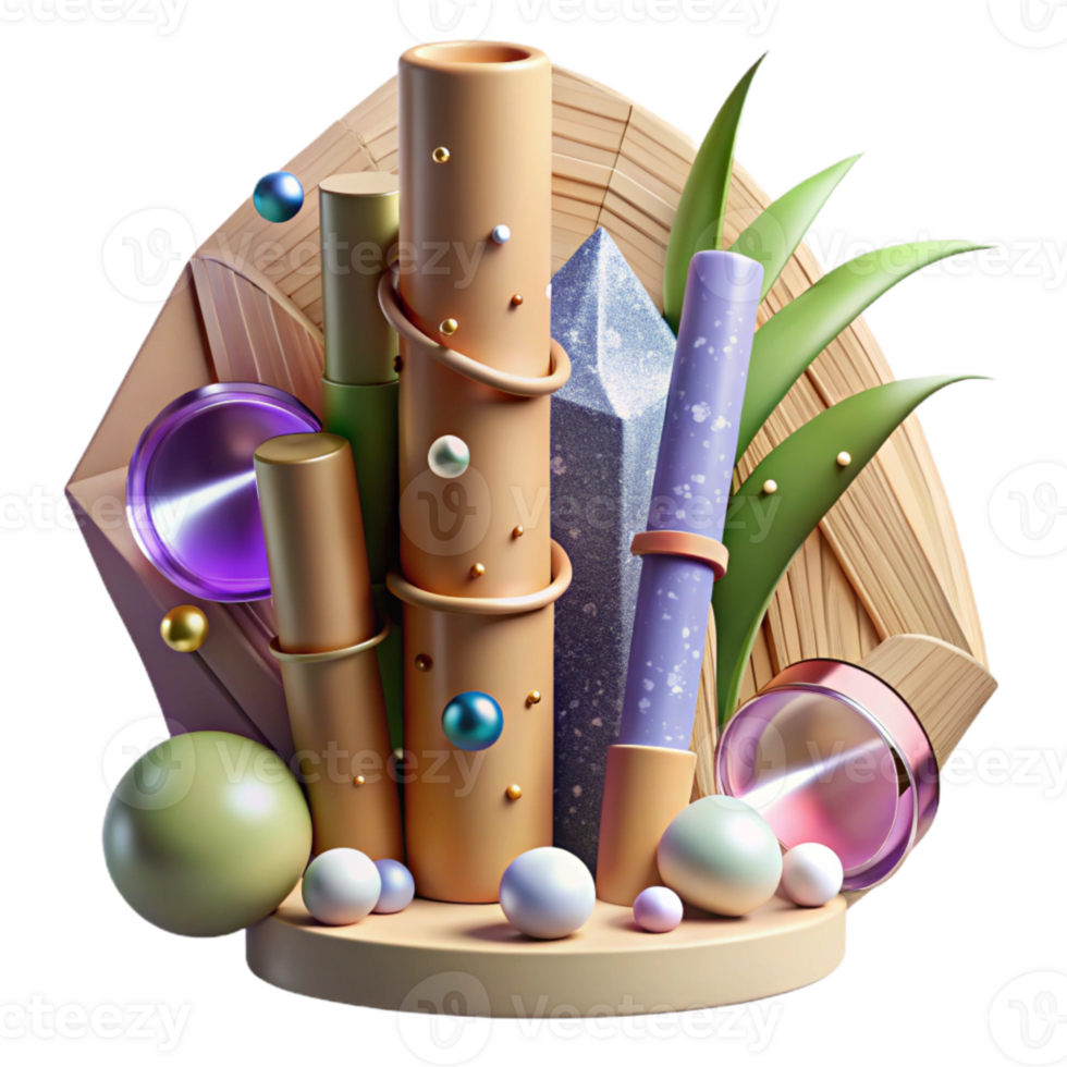 serene creative Bamboo Stalk Cut Section Interior View Cutout authentic png