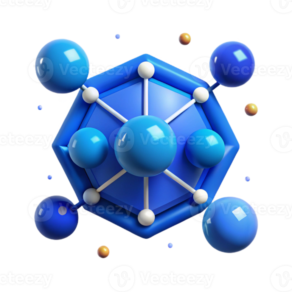 serene artistic Blue Connected Dots Icon Isolated Element genuine png