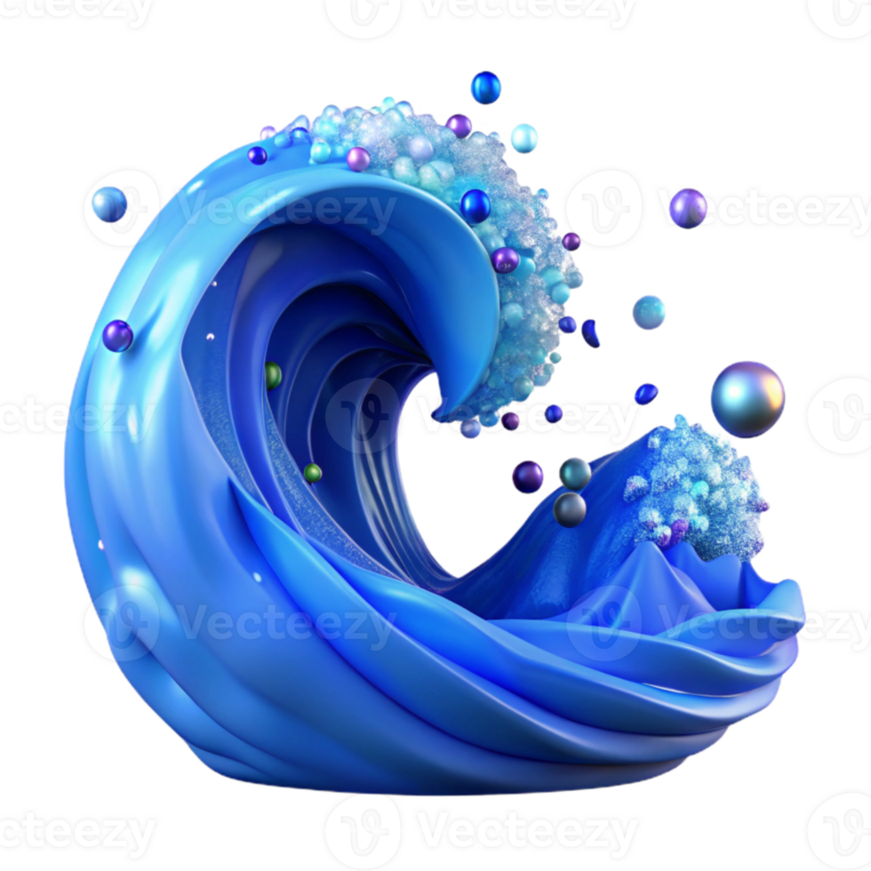vibrant classic Blue Ocean Wave Crashing Cutout with Transparent Background premium png