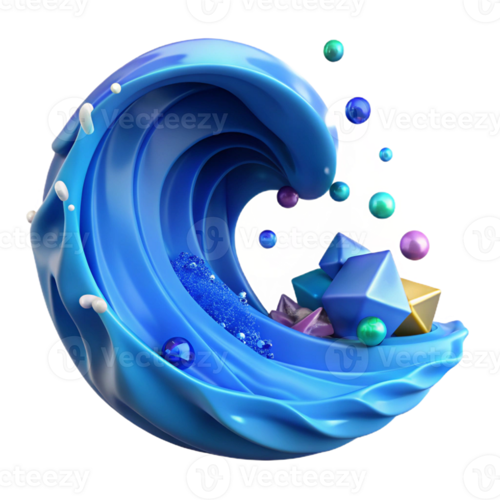 impressive artistic Blue Ocean Wave Cresting Isolated professional png