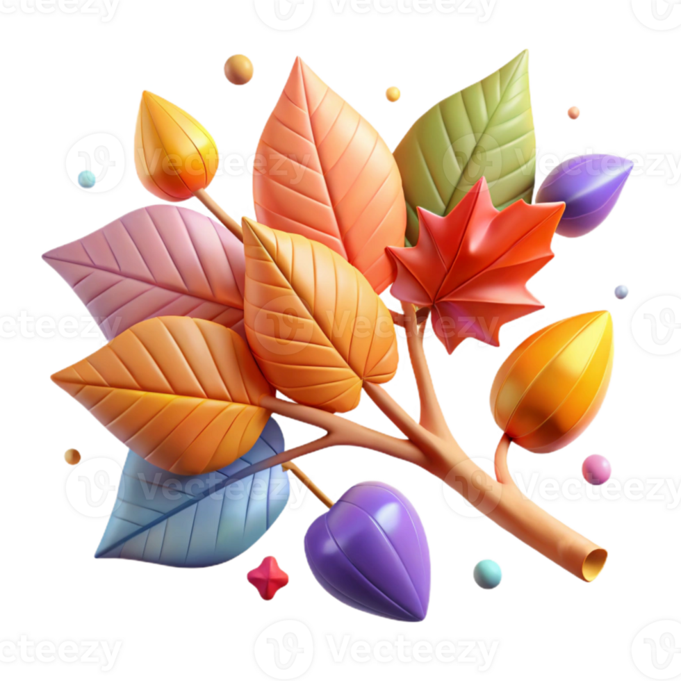 wonderful abstract Branch with Autumn Leaves Isolated Element png
