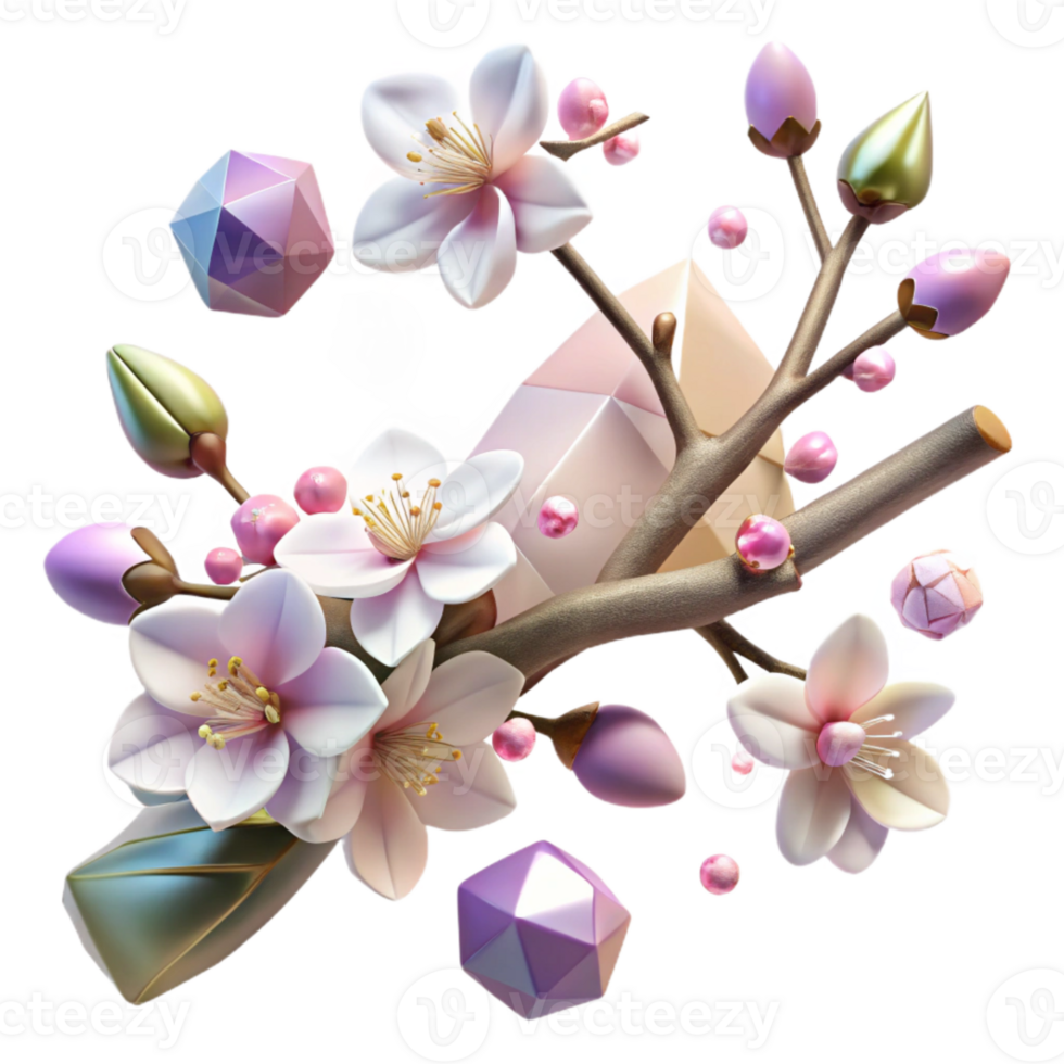 stunning classic Branch with Cherry Blossoms Spring Cutout png