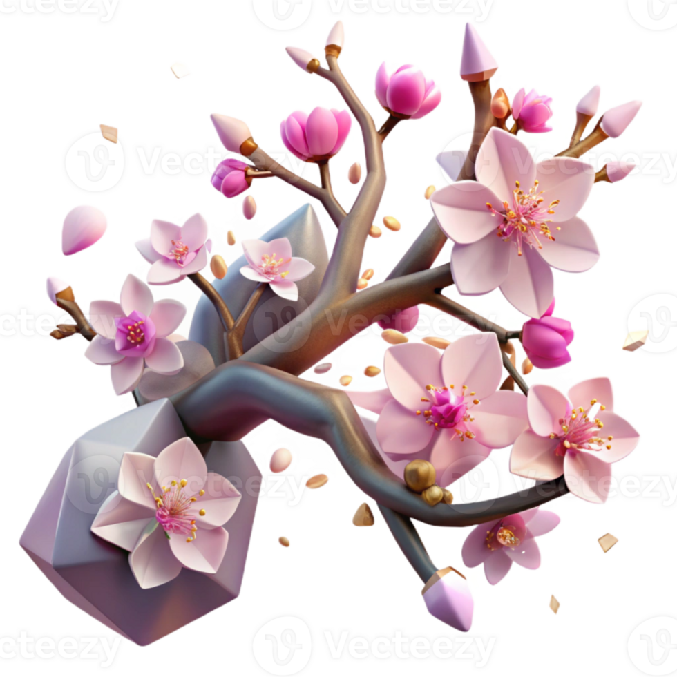 wonderful traditional Branch with Cherry Blossoms Spring Cutout detailed png