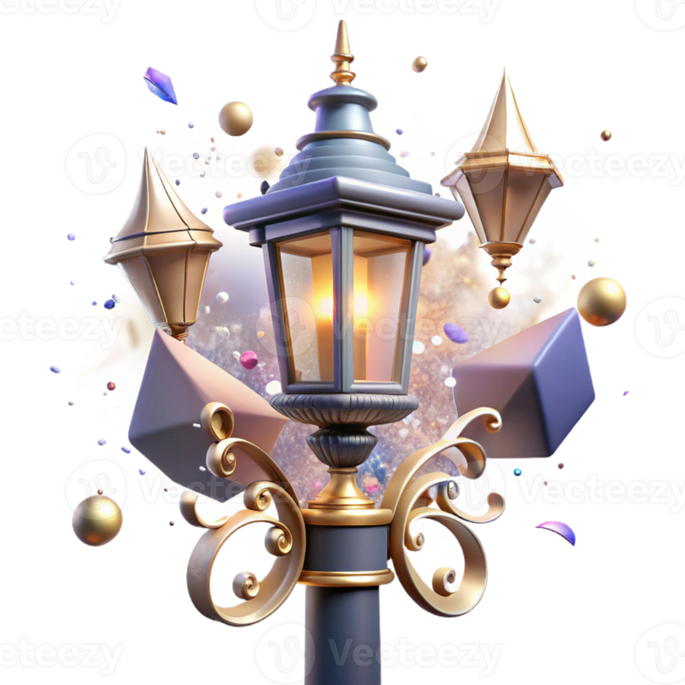 vibrant modern City Street Light with Ornate Design Isolated authentic png