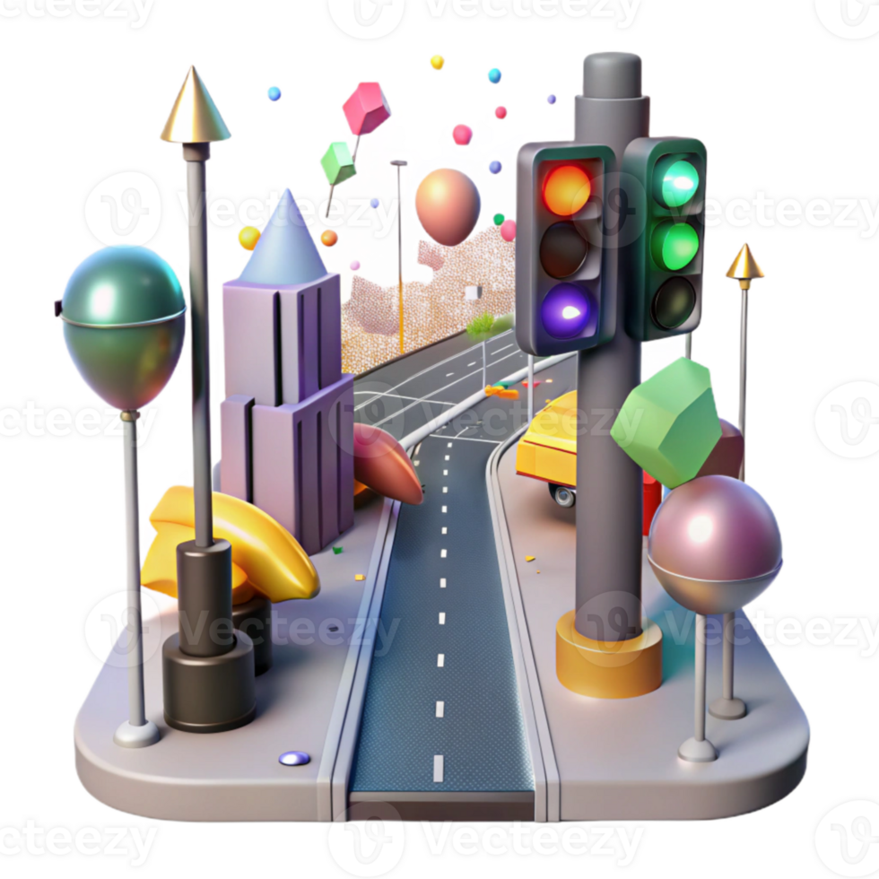 impressive rustic City Street with Traffic Lights Transparent png