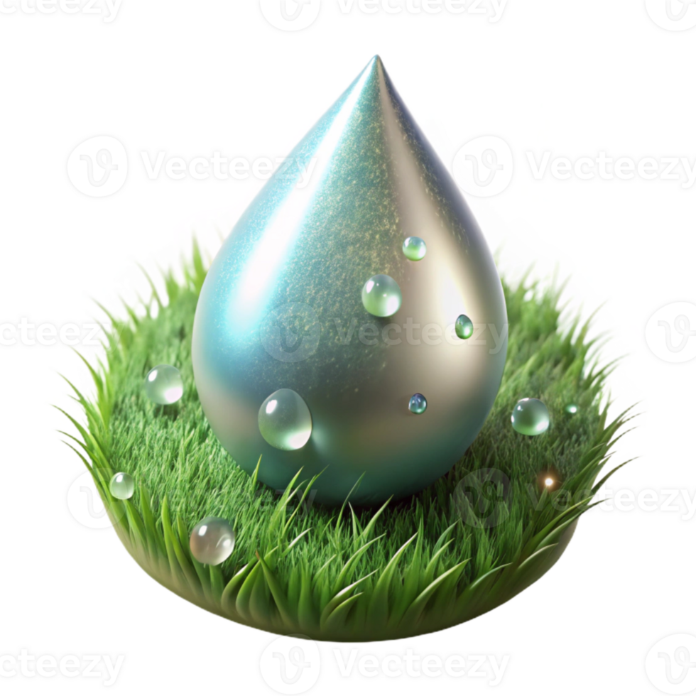dramatic vintage Close Up of Dew Drop on Grass Blade Isolated premium png