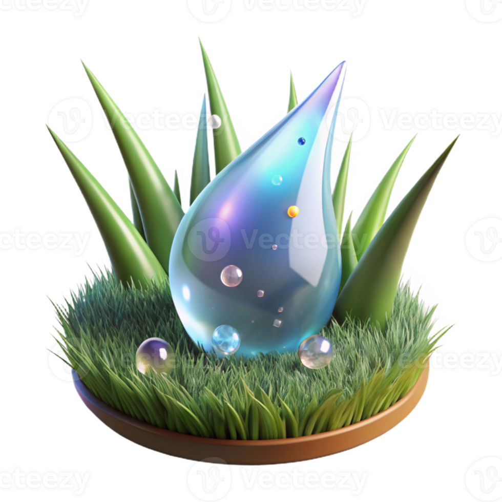 dramatic classic Close Up of Dew Drop on Grass Blade Isolated authentic png