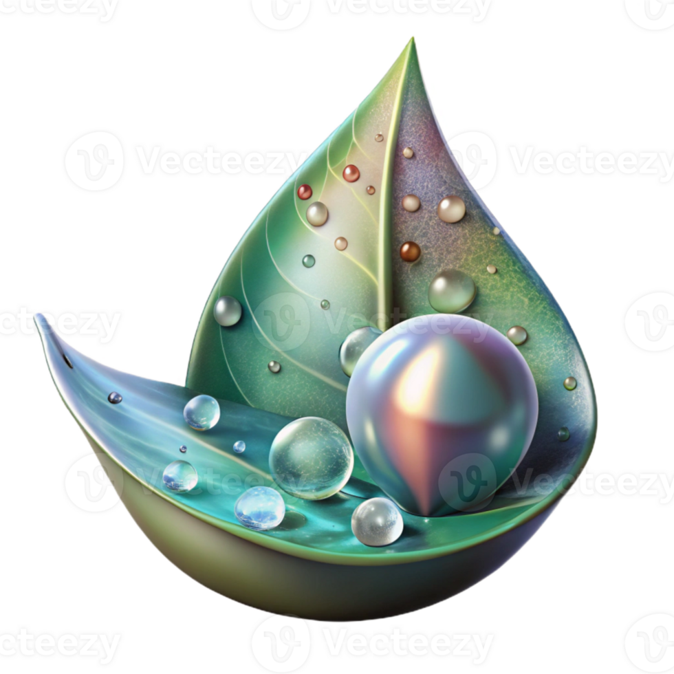 vibrant modern Close Up of Water Droplet on Leaf Cutout Transparent Background exclusive png