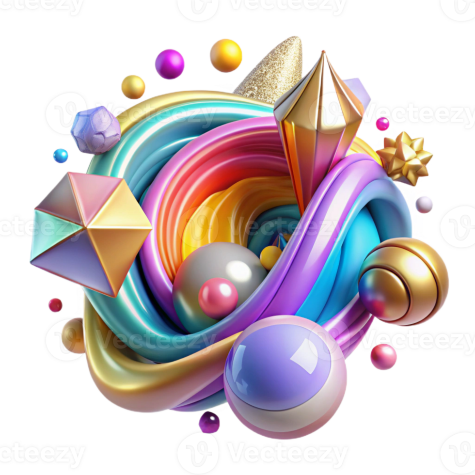 elegant classic Colorful Swirls Harmony of Chaos Transparent Background high quality png