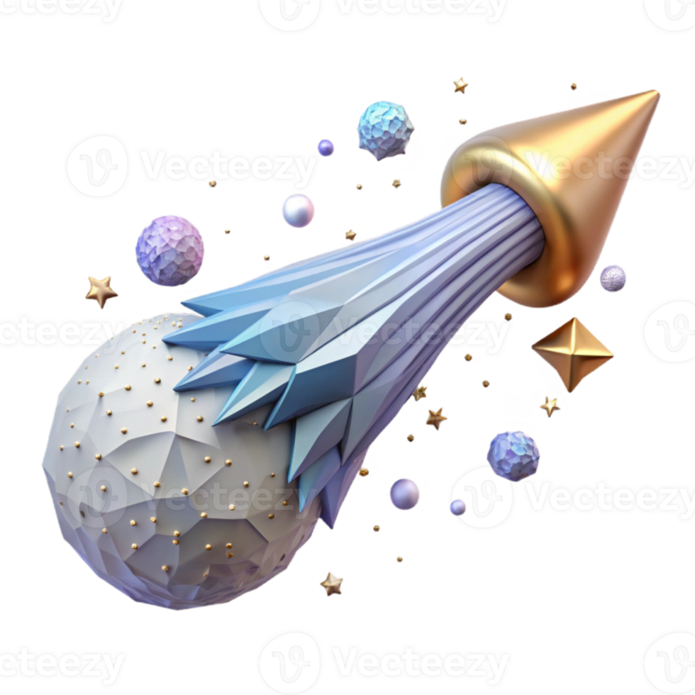 vibrant classic Comet Isolated with Long Icy Tail detailed png