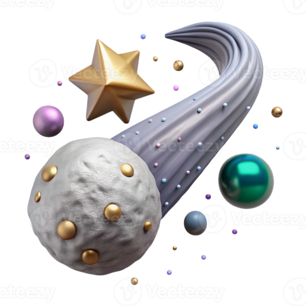 dramatic classic Comet Cutout with Long Icy Tail high resolution png