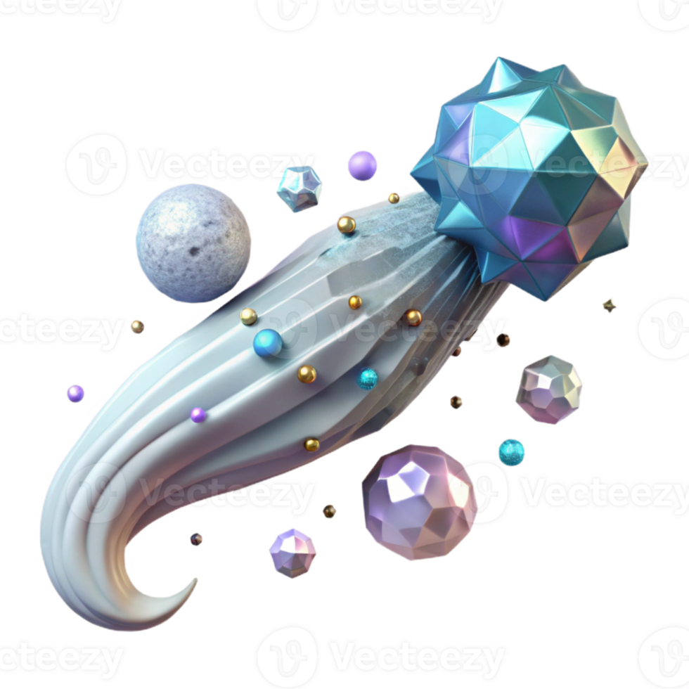stunning rustic Comet Isolated with Long Icy Tail detailed png