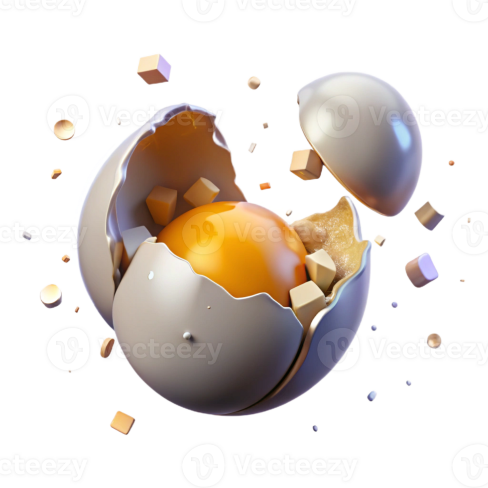 beautiful creative Cracked Eggshell with Yolk Isolated Element authentic png