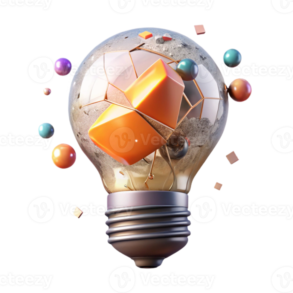 impressive rustic Cracked Lightbulb with Filament Isolated detailed png