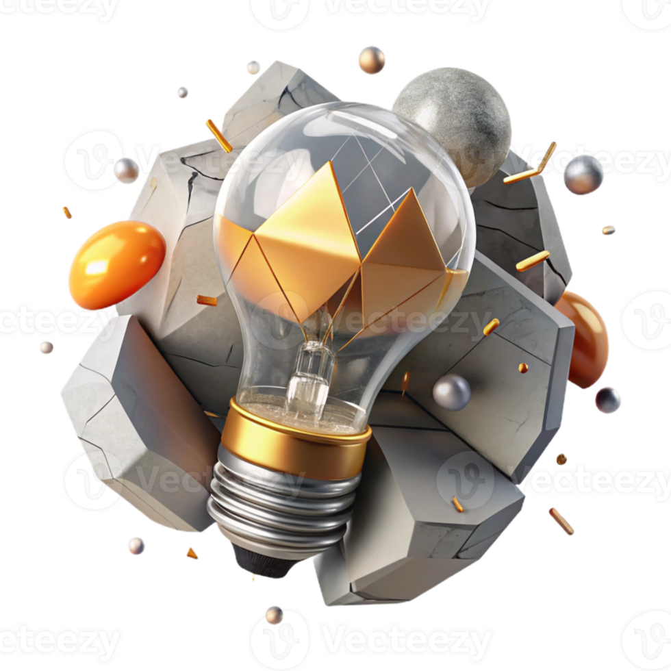 stunning artistic Cracked Lightbulb with Filament Isolated high resolution png