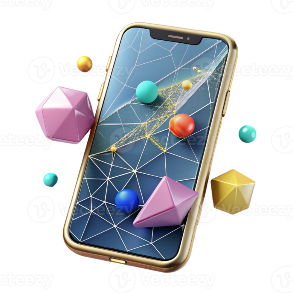 impressive abstract Cracked Smartphone Screen with Lines Transparent Background high resolution png