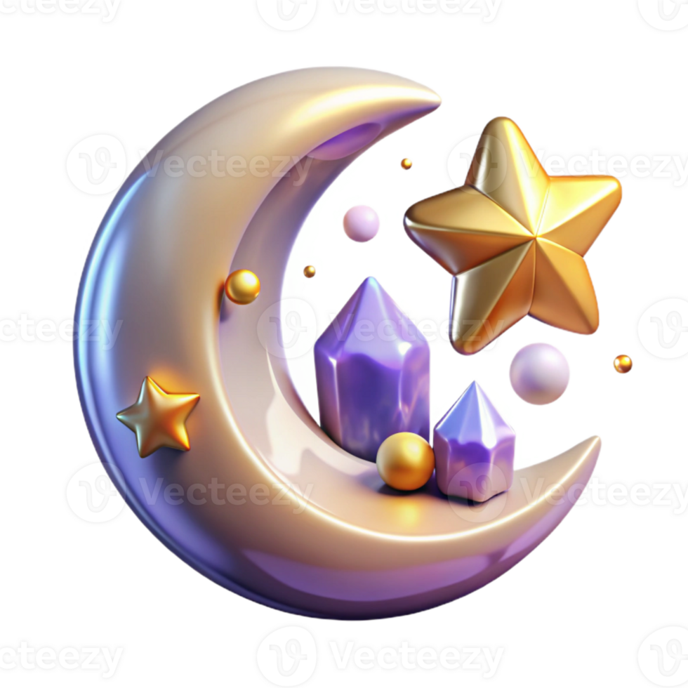 elegant rustic Crescent Moon with Stars Cutout Element high quality png