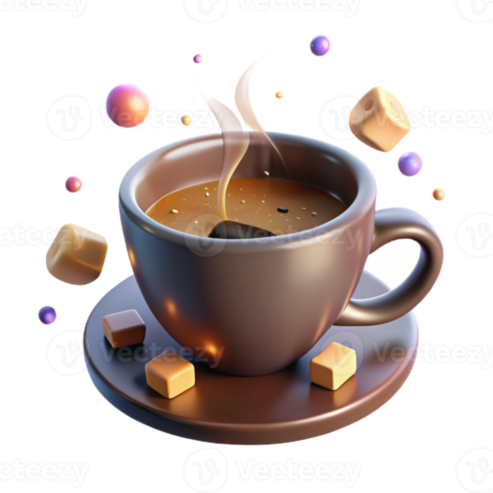 dramatic classic Cup of Coffee with Steam Isolated on Transparent Background premium png