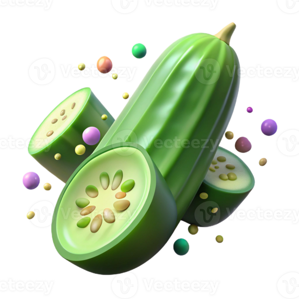 impressive minimalist Cucumber Sliced Green Isolated Element detailed png