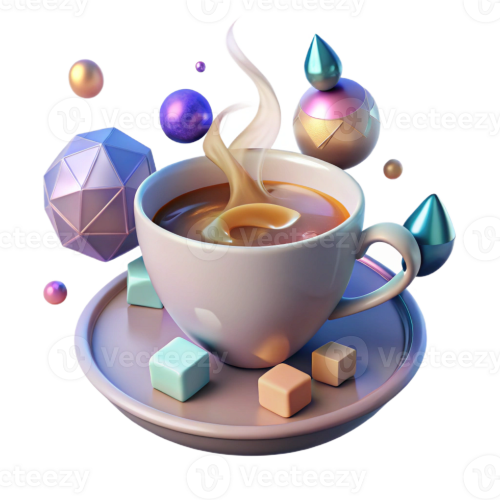 beautiful classic Cup of Hot Tea with Steam Cutout Transparent Background png