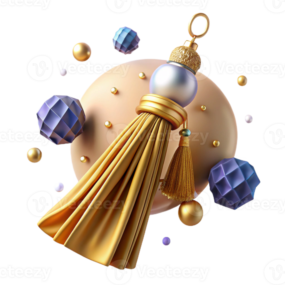 elegant modern Curtain Tassel Isolated with Golden Threads original png