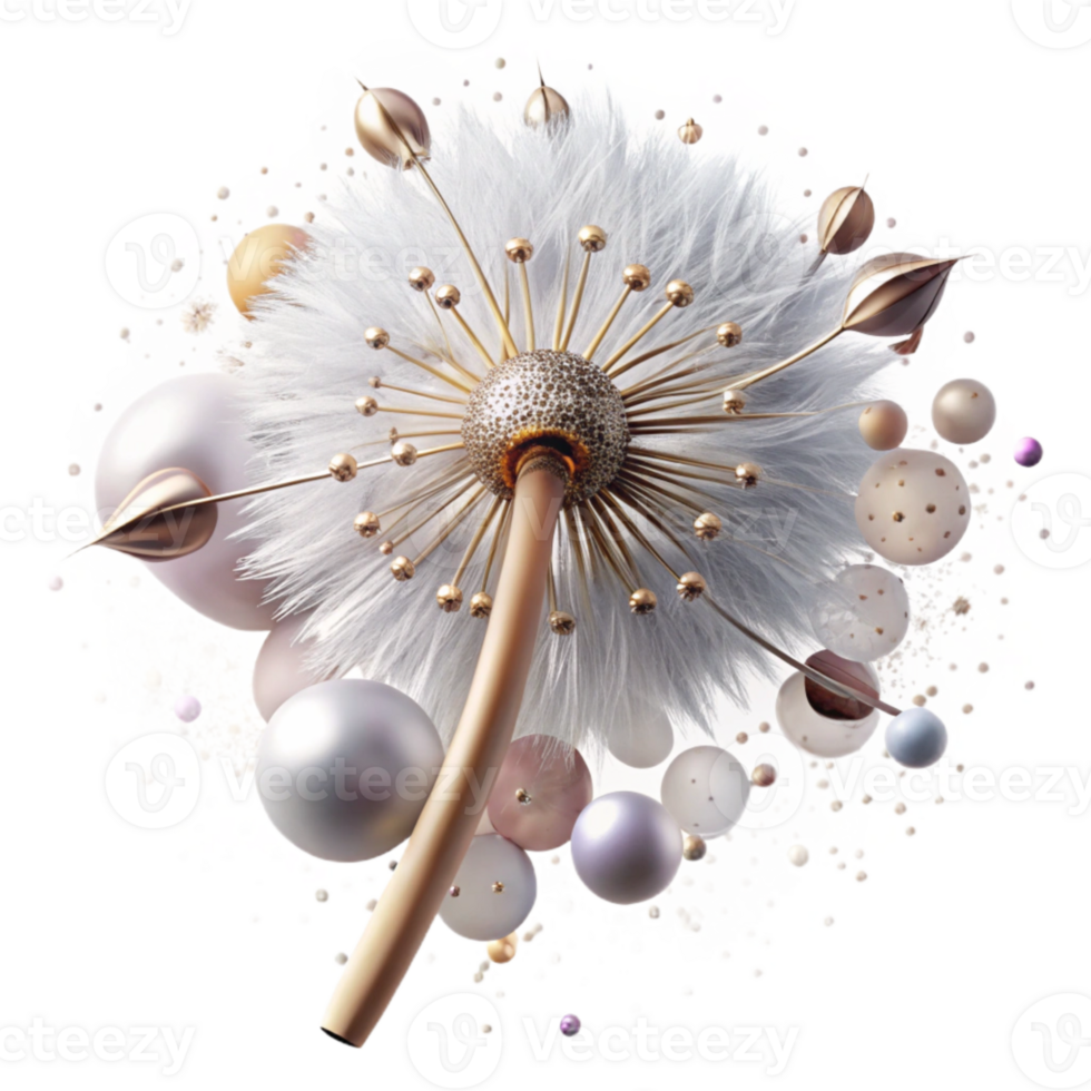 extraordinary abstract Dandelion Clock Blown by Whispering Winds Isolated high resolution png