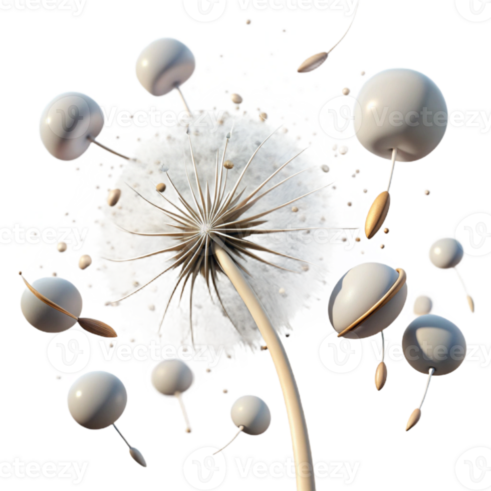 dramatic modern Dandelion Seeds Whispering Winds Dispersion Isolated high quality png