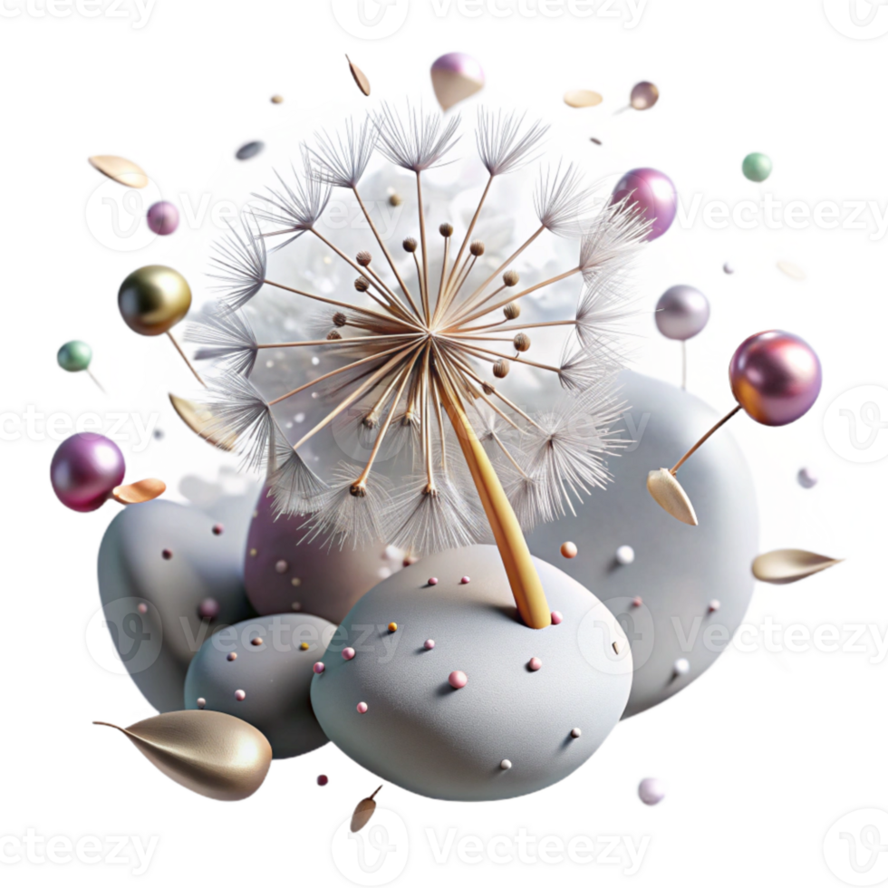 vibrant contemporary Dandelion Seeds Whispering Winds Dispersion Isolated detailed png