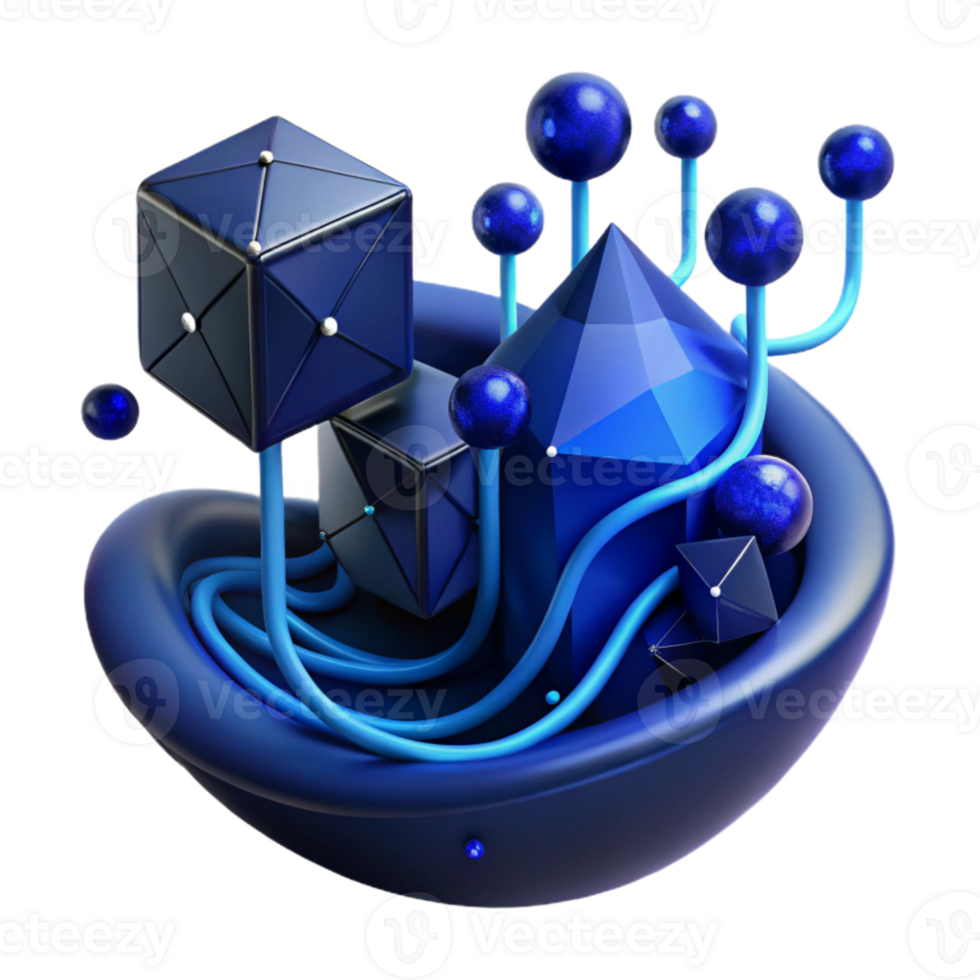 stunning creative Dark Blue Data Stream with Transparent Background original png