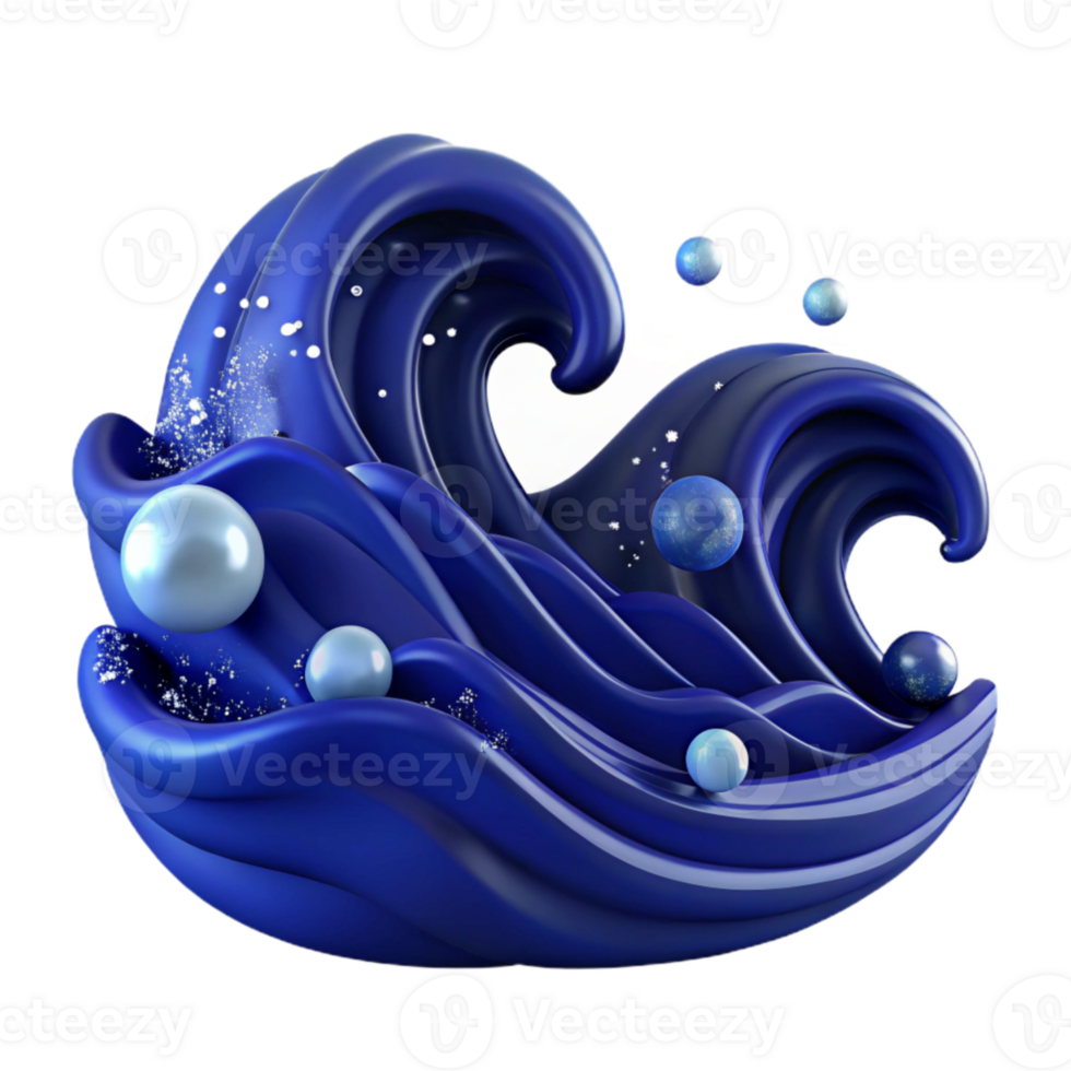 elegant traditional Dark Blue Healing Ocean Waves Cutout exclusive png