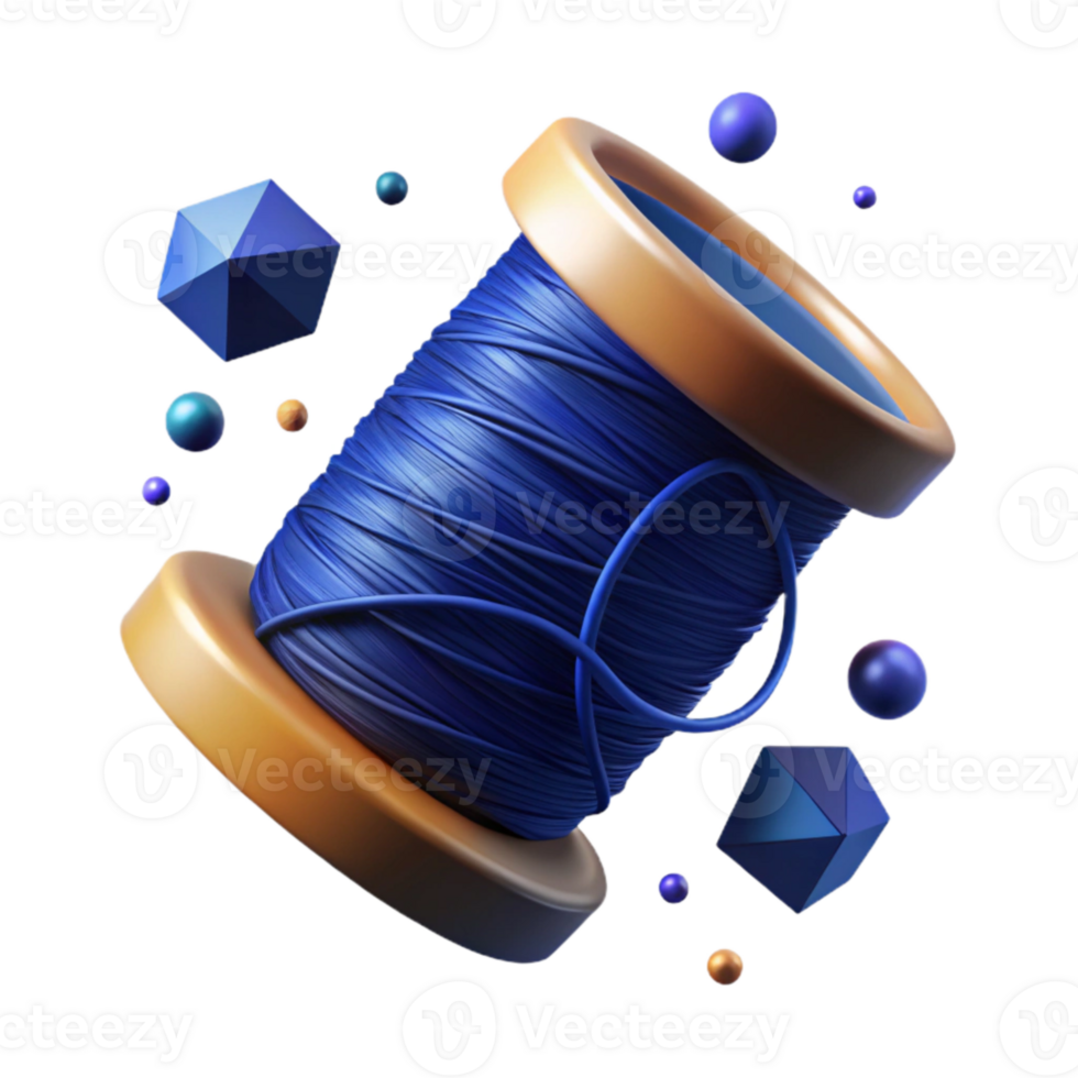 magnificent vintage Dark Blue Thread Isolated with Deep Shadows high resolution png