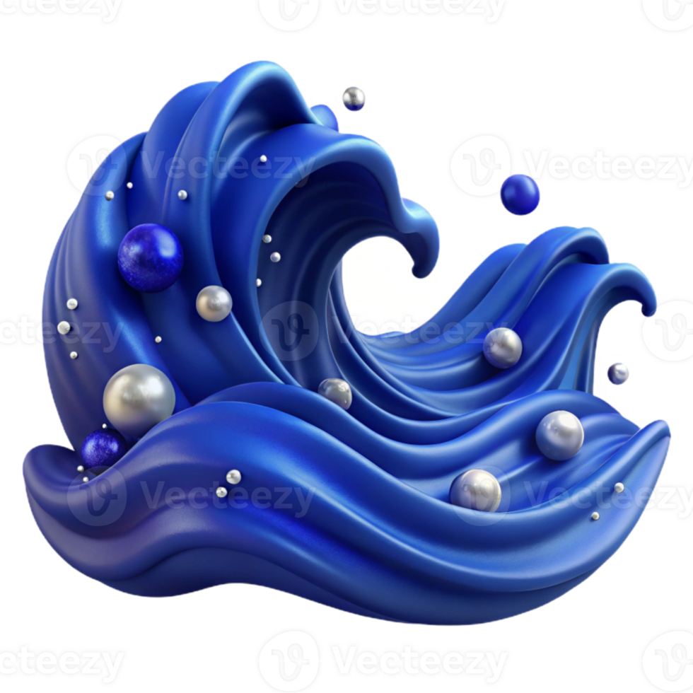 elegant rustic Dark Blue Healing Ocean Waves Cutout premium png