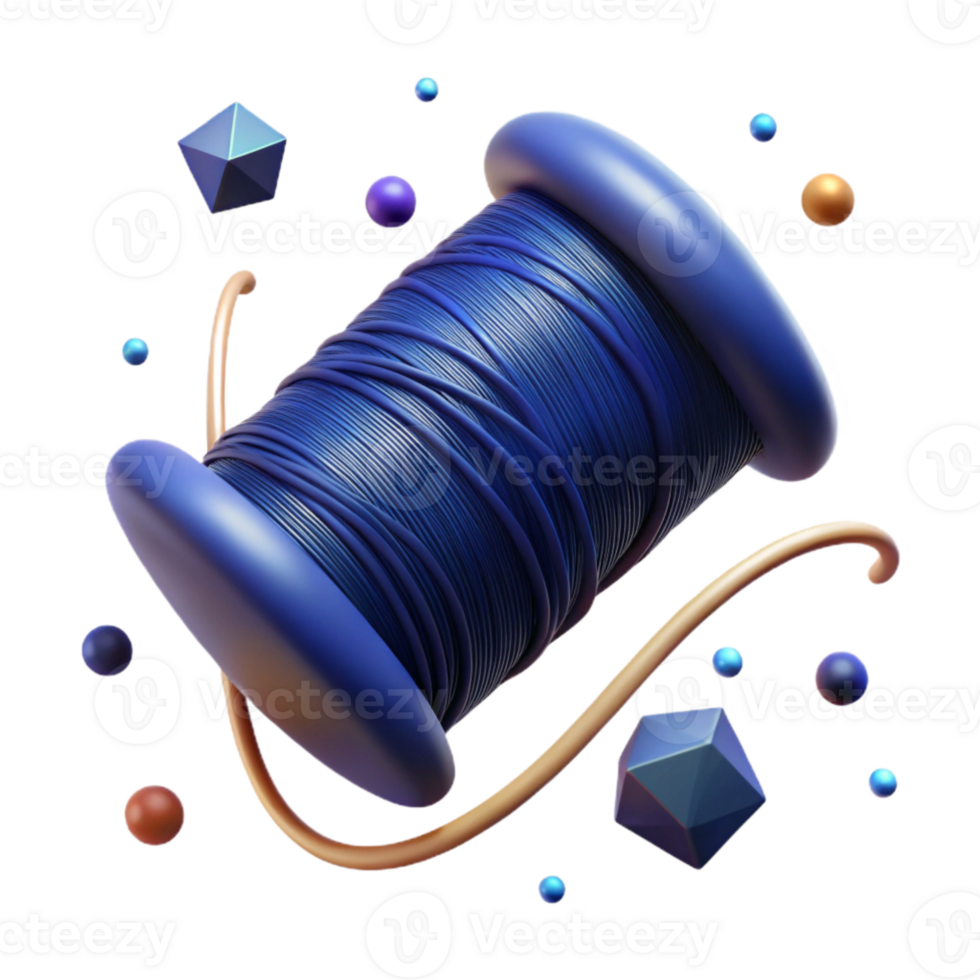 extraordinary artistic Dark Blue Thread Isolated with Deep Shadows authentic png